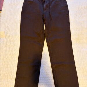 Dark Brown Straight-Leg Pants